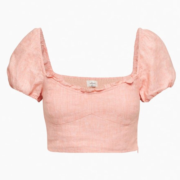 Aritzia Wilfred Wander  Linen Crop Top - Coral Size S - Picture 2 of 12